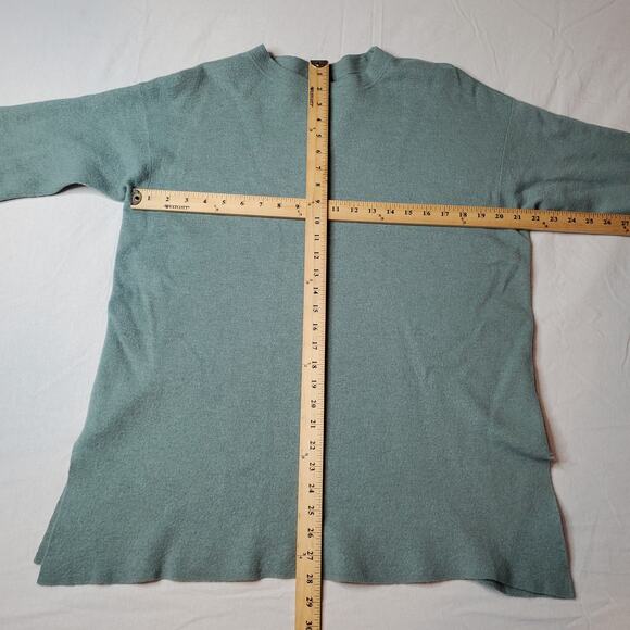 Eileen Fisher Women's Size L/XL Merlino Wool 3/4 Length Sleeve Sweater Green - Picture 2 of 9